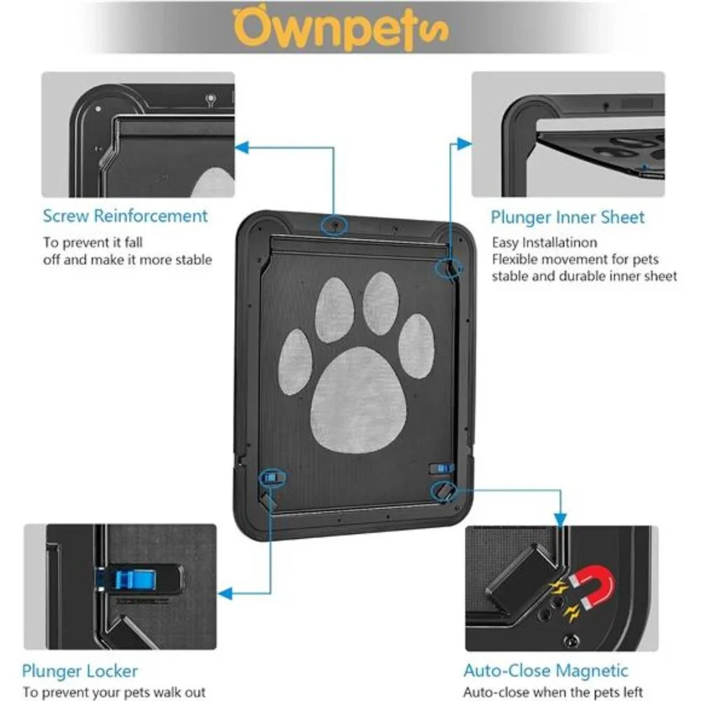 Dog Screen Door, Inside Door Flap 12x14x0.4 Inch, Lockable Pet Screen Door